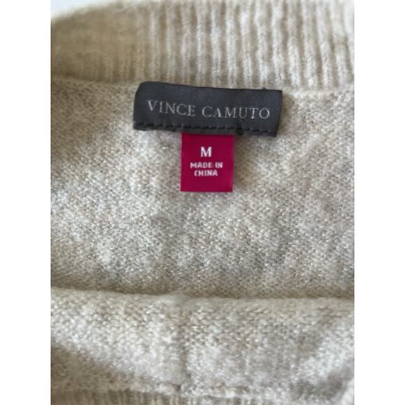 Vince Camuto Oversized Sweater Women M Cream Center Seam Drop Shoulder Cozy - Picture 3 of 9